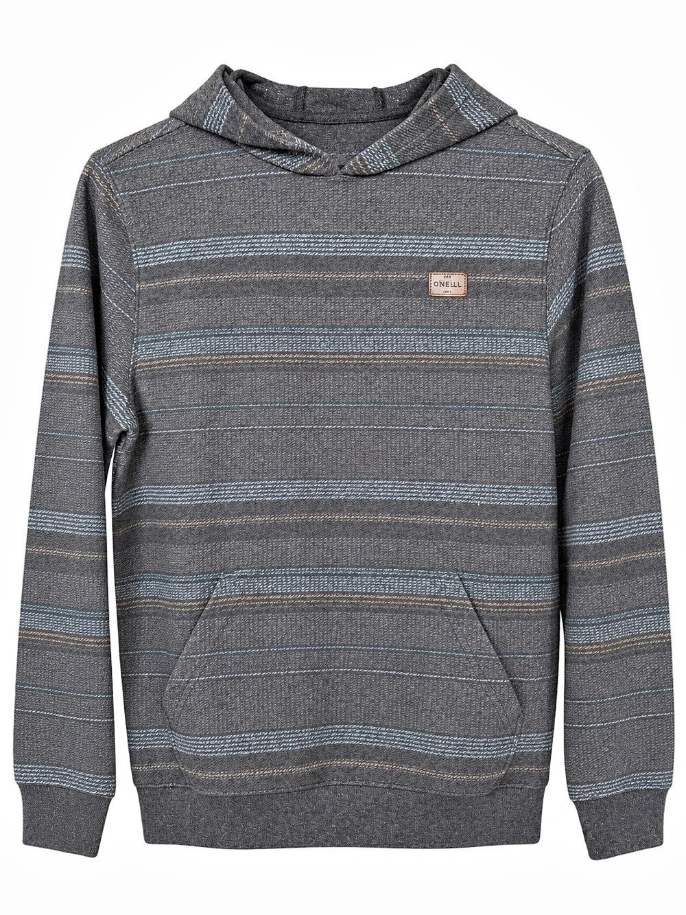 O’Neill Boys 7/8 Grey Blue Striped Pullover Hoodie Surf Skate NWOT